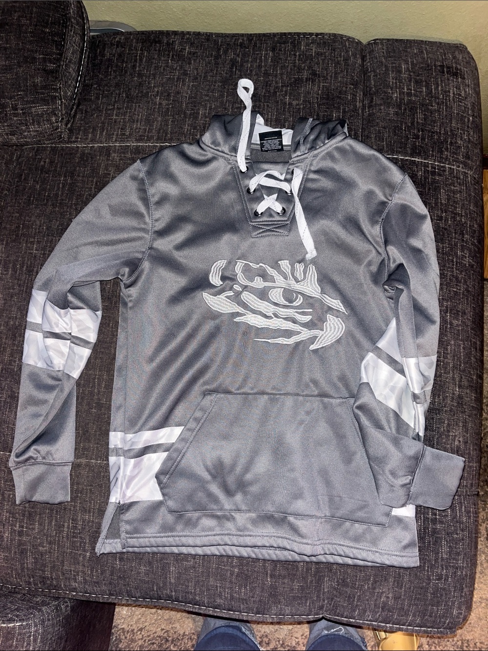 Men's Gray Lace-Up Pullover Hoodie